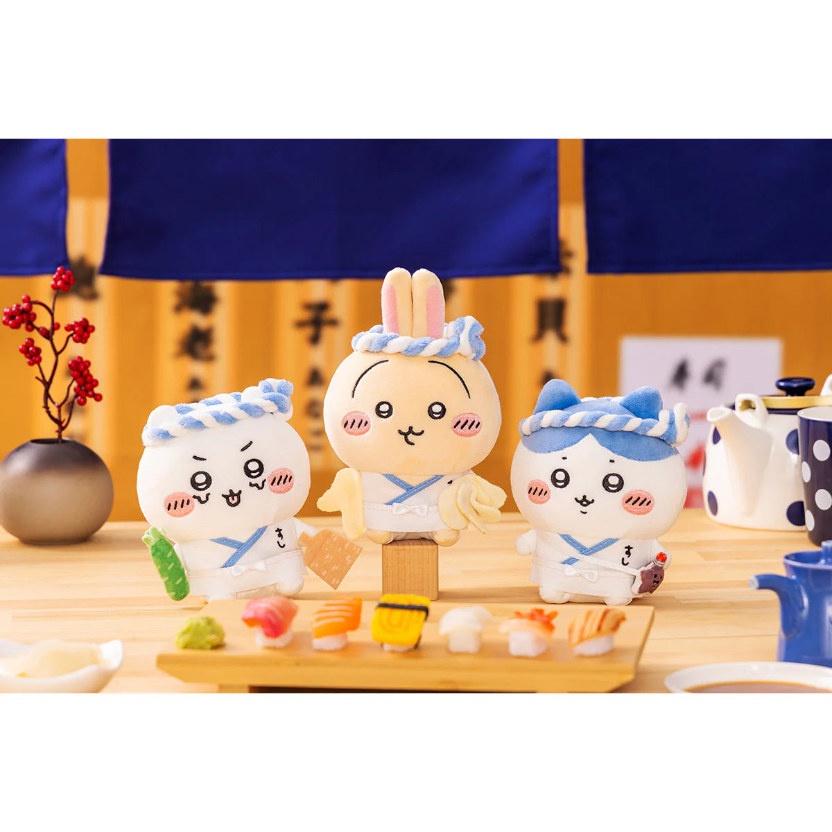 Chiikawa: Sushi Series Chef Usagi Mascot Keychain (Pickled Ginger Ver.) 12cm
