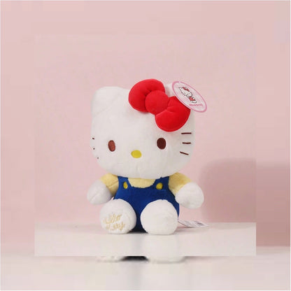 Genuine Sanrio Hello Kitty Classic Plush Doll: Blue Overalls & Red Bow 20cm