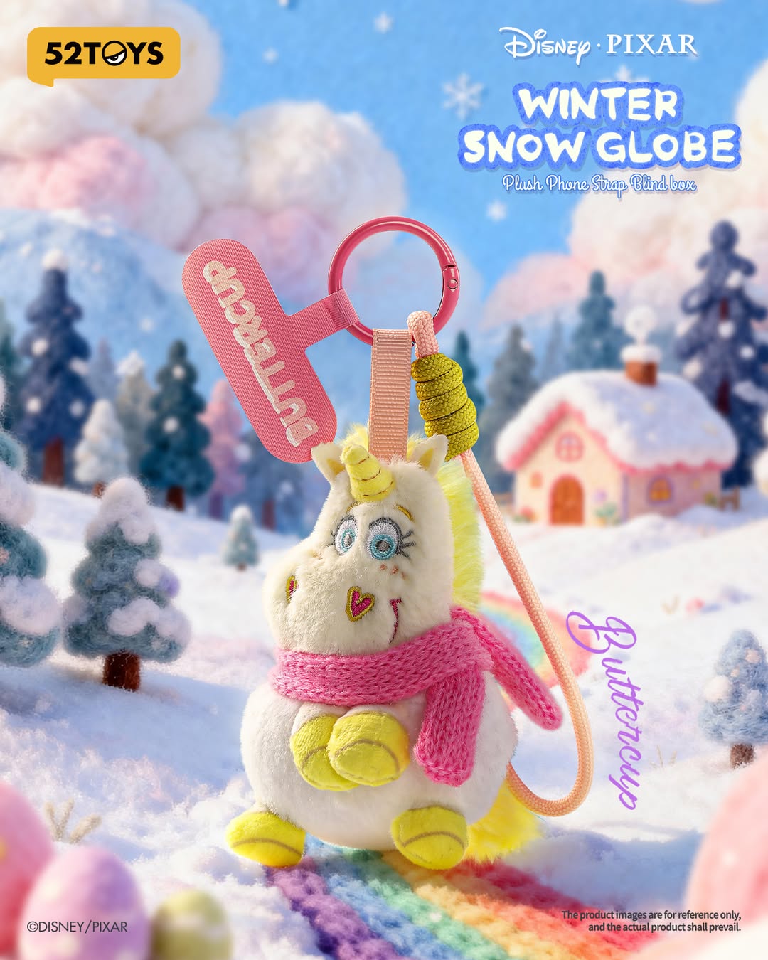 Disney Pixar Winter Snow Globe Series Plush Phone Charm Blind Box