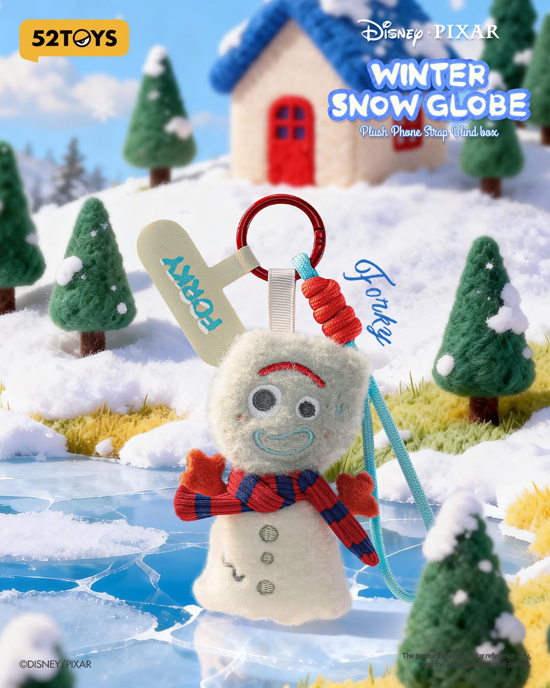 Disney Pixar Winter Snow Globe Series Plush Phone Charm Blind Box