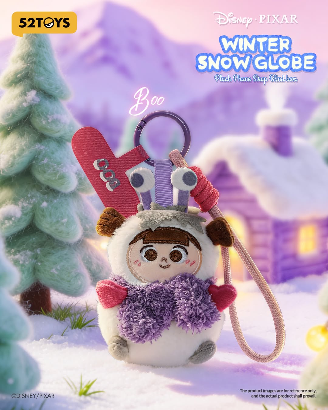 Disney Pixar Winter Snow Globe Series Plush Phone Charm Blind Box